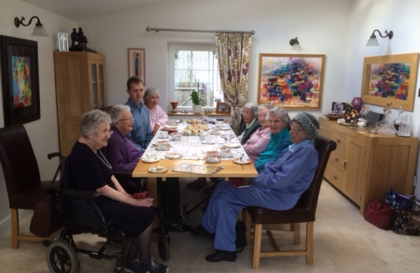 David enjoys afternoon tea with the Monmouth group of Contact the Elderly 