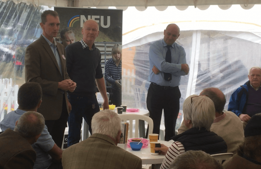 Monmouth MP David Davies meeting with the NFU at the Usk Show
