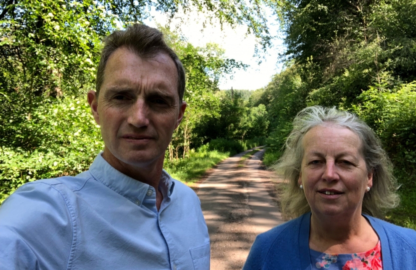 David Davies MP with Community Councillor Rita Edwards to discuss the impact of the ongoing A466 closures