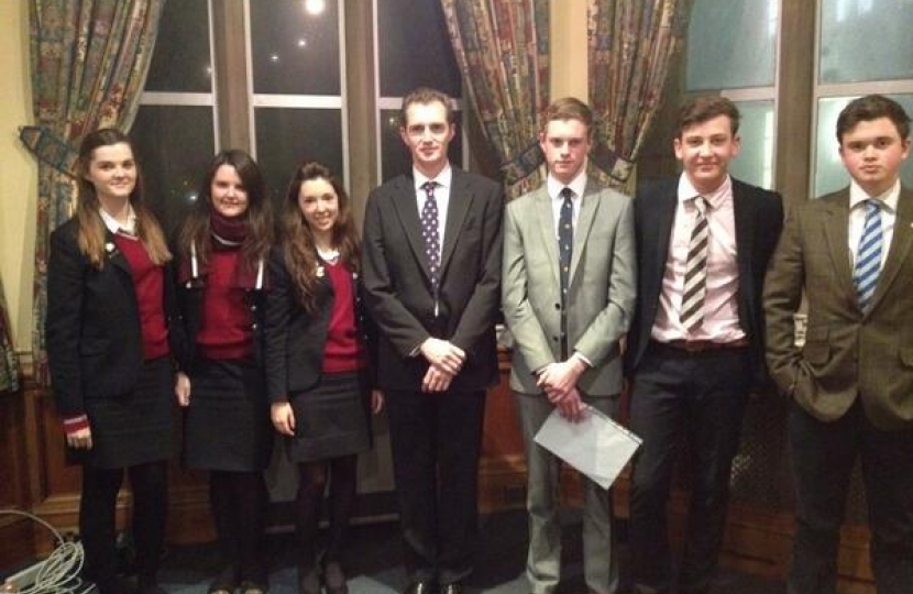 David with pupils from Monmouth School Sixth Form. 