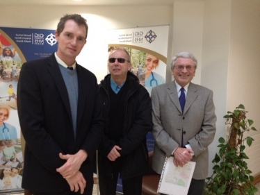 David with Monmouth town councillors Terry Christopher and Graham Pritchard