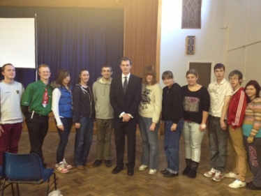 David with ILS students from the Usk campus of Coleg Gwent 