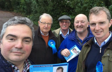 David TC Davies MP out campaigning with Cllr Bob Greenland in Devauden